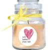 HS Candle Duftkerze & Glas Herzen Vanille Gelb