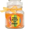 HS Candle Duftkerze & Glas Karneval Orange Bonbon 30h