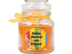 HS Candle Duftkerze & Glas Karneval Orange Bonbon 30h