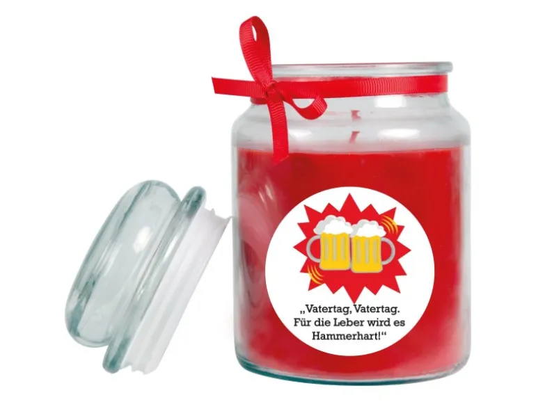 HS Candle Duftkerze & Glas Vatertag Rose Rot