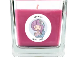 HS Candle Duftkerze & Glas Sternzeichen Lavendel 50 Stunden Wassermann