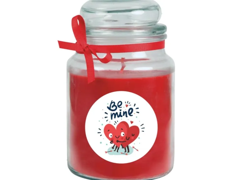 HS Candle Duftkerze & Glas Valentinstag Bonbon 110h Be Mine