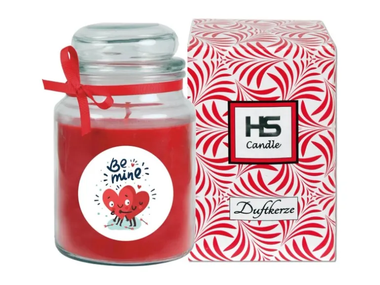 HS Candle Duftkerze & Glas Valentinstag Bonbon 110h Be Mine