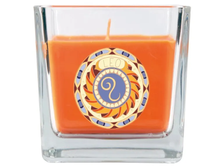 HS Candle Duftkerze & Glas Sternzeichen Honigmelone 50 Stunden Löwe
