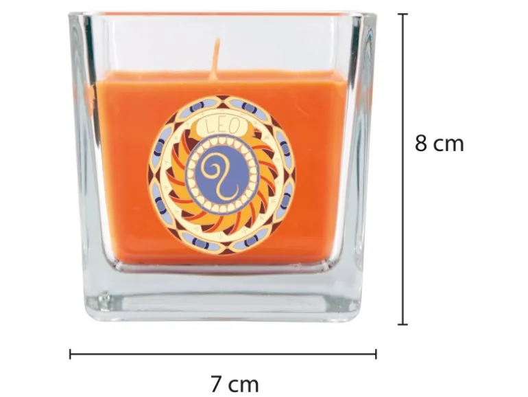 HS Candle Duftkerze & Glas Sternzeichen Honigmelone 50 Stunden Löwe