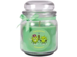 HS Candle Duftkerze & Glas Karneval Grün Bonbon 70h