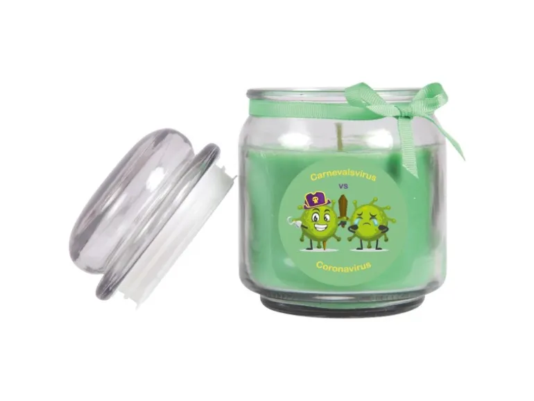 HS Candle Duftkerze & Glas Karneval Grün Bonbon 70h