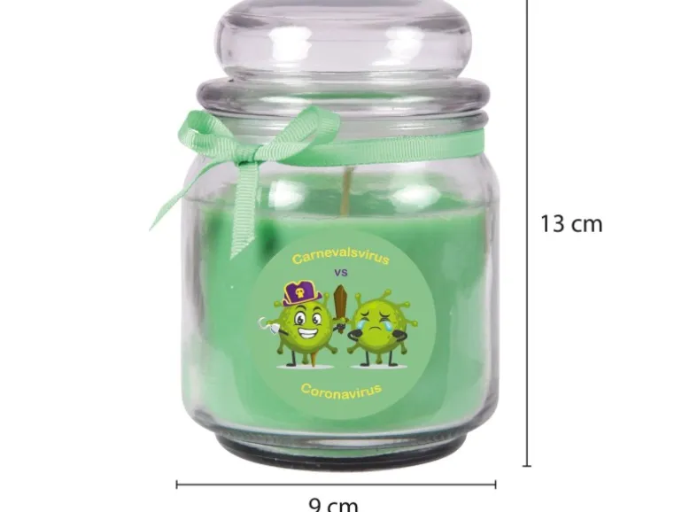 HS Candle Duftkerze & Glas Karneval Grün Bonbon 70h