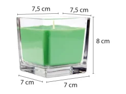 HS Candle Duftkerze & Glas Karneval Grün Viereck 50h