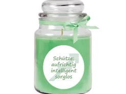 HS Candle Duftkerze & Glas Sternzeichen Coconut Limes 110 Stunden Schütze