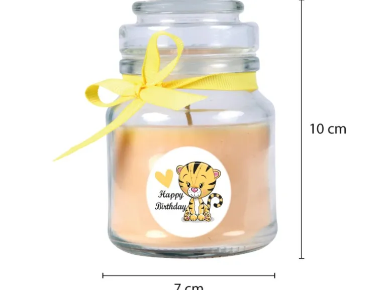 HS Candle Duftkerze & Glas Happy Birthday Bonbon Vanille Tiger
