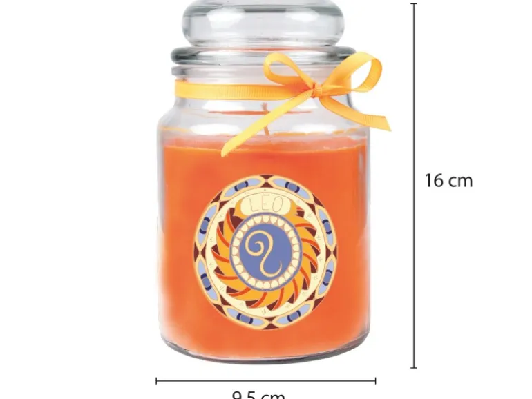 HS Candle Duftkerze & Glas Sternzeichen Honigmelone 110 Stunden Löwe