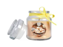 HS Candle Duftkerze & Glas Weihnachten Creme Bonbon 30h