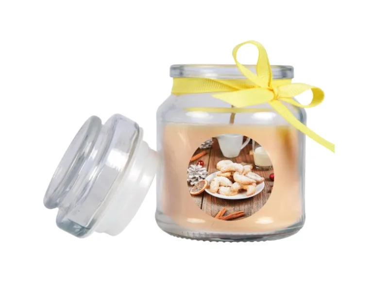 HS Candle Duftkerze & Glas Weihnachten Creme Bonbon 30h