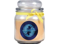 HS Candle Duftkerze & Glas Sternzeichen Vanille 70 Stunden Fische