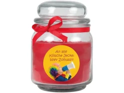 HS Candle Duftkerze & Glas Karneval Rot Bonbon 70h