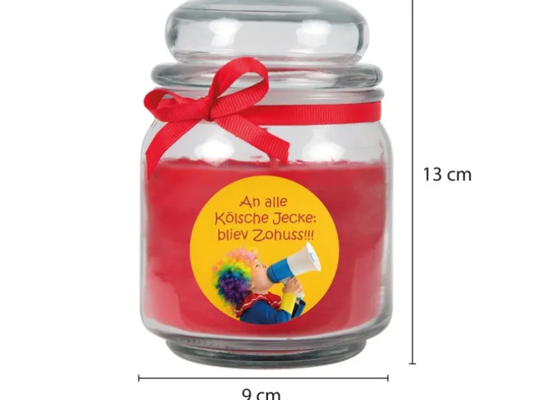 HS Candle Duftkerze & Glas Karneval Rot Bonbon 70h
