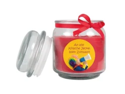 HS Candle Duftkerze & Glas Karneval Rot Bonbon 70h