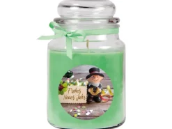 HS Candle Duftkerze & Glas Neujahr Grün Bonbon 110h