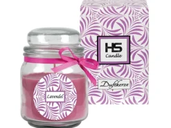 HS Candle Duftkerze & Glas Duft Schriftzug Bonbon Ø9 cm Lavendel