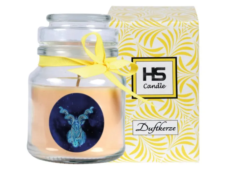 HS Candle Duftkerze & Glas Sternzeichen Vanille 30 Stunden Steinbock
