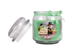 HS Candle Duftkerze & Glas Neujahr Grün Bonbon 70h