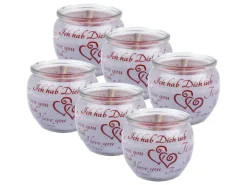 HS Candle Duftkerzen Sprüche 6er Pack Ich Liebe Dich