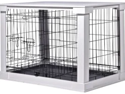 Hundebox Indoor mit Tischoberfläche 83 x 55 x 59 cm Weiß