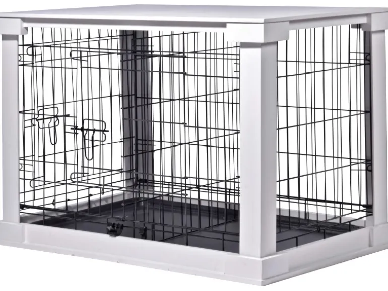 Hundebox Indoor mit Tischoberfläche 83 x 55 x 59 cm Weiß