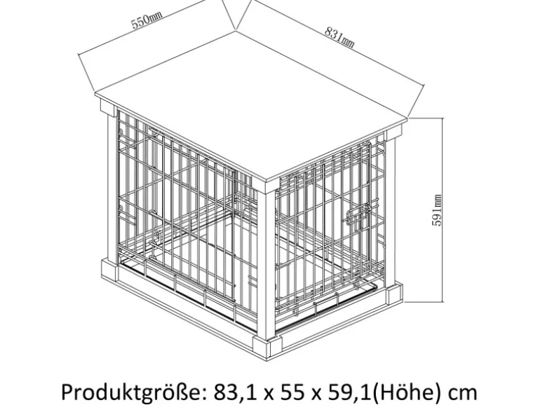 Hundebox Indoor mit Tischoberfläche 83 x 55 x 59 cm Weiß