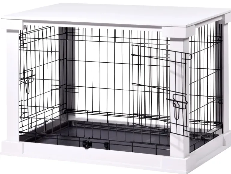 Hundebox Indoor mit Tischoberfläche 83 x 55 x 59 cm Weiß