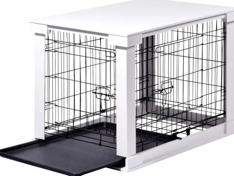 Hundebox Indoor mit Tischoberfläche 83 x 55 x 59 cm Weiß