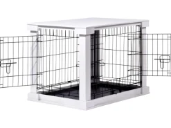 Hundebox Indoor mit Tischoberfläche 83 x 55 x 59 cm Weiß