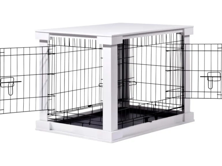 Hundebox Indoor mit Tischoberfläche 83 x 55 x 59 cm Weiß