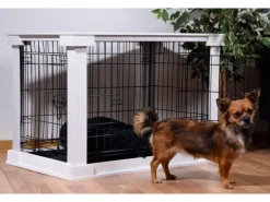 Hundebox Indoor mit Tischoberfläche 83 x 55 x 59 cm Weiß