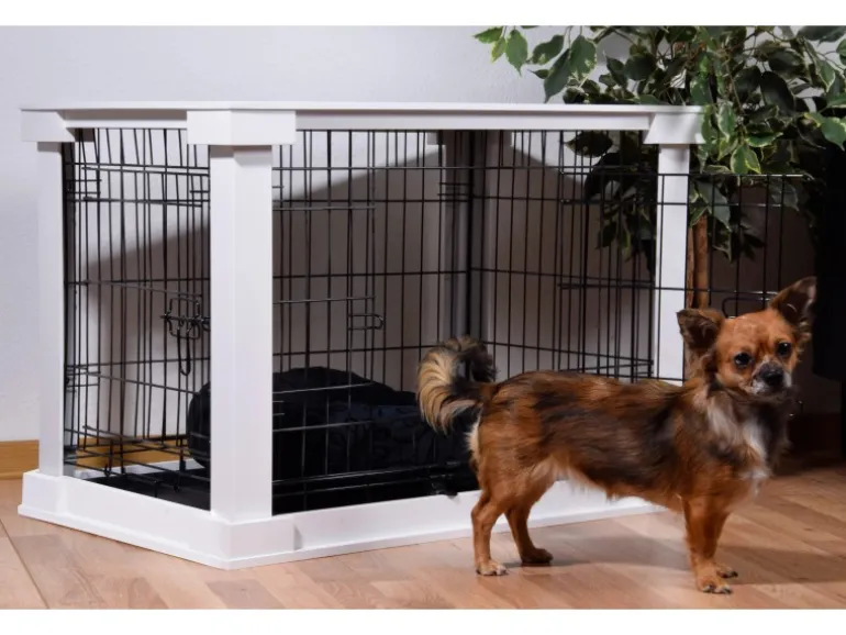 Hundebox Indoor mit Tischoberfläche 83 x 55 x 59 cm Weiß