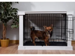 Hundebox Indoor mit Tischoberfläche 83 x 55 x 59 cm Weiß