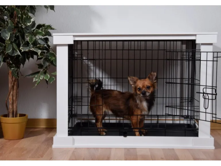 Hundebox Indoor mit Tischoberfläche 83 x 55 x 59 cm Weiß