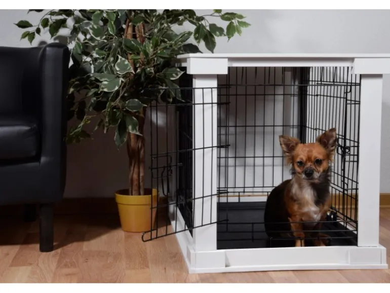 Hundebox Indoor mit Tischoberfläche 83 x 55 x 59 cm Weiß