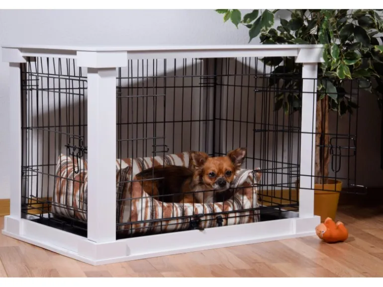 Hundebox Indoor mit Tischoberfläche 83 x 55 x 59 cm Weiß
