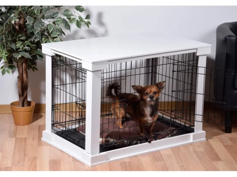Hundebox Indoor mit Tischoberfläche 83 x 55 x 59 cm Weiß