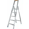 Iller Stufenstehleiter Einseitig Begehbar mit 8 Stufen 3,85m AH und Hartholzstufe als Ablage