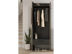 Inn.Furn Garderobe Salud in Grau und Nox Eiche 70 x 189 cm Salud