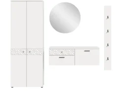 Inn.Furn Garderoben-Set in Weiß Hochglanz 226 cm Relief