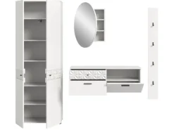 Inn.Furn Garderoben-Set in Weiß Hochglanz 226 cm Relief