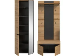 Inn.Furn Garderoben-Set 3-teilig in Eiche und Grau 160 cm Cooper