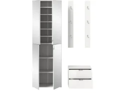 Inn.Furn Garderoben-Set 4-teilig in Weiß Hochglanz 128 cm SystemX