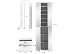 Inn.Furn Garderoben-Set 4-teilig in Weiß Hochglanz 128 cm SystemX