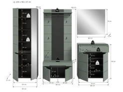 Inn.Furn Garderoben-Set 5-teilig in Salbei und Grau 255 cm Cooper