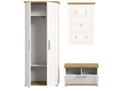 Inn.Furn Garderoben-Set 3-teilig Weiß Lärche 175 cm Landhaus-Stil Mirano